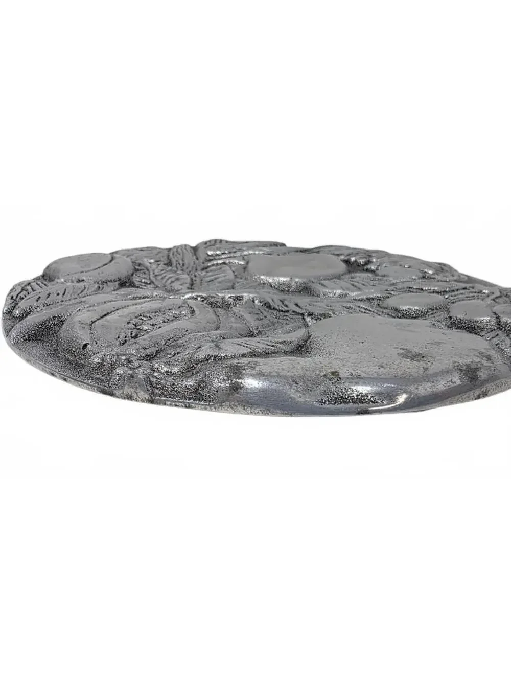 Vintage Cast Aluminum Fruit Trivet Raised Relief Kitchen Hot Plate